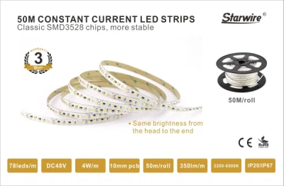 5 Years Warranty 48V 2835 10m/20m/30m/50m Constant Current LED Strip Light for Project